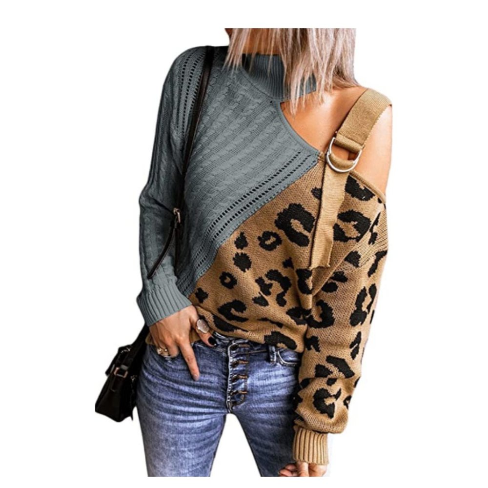 Asvivid Women Long Sleeve Turtleneck Knit Sweater Pullover, Size L